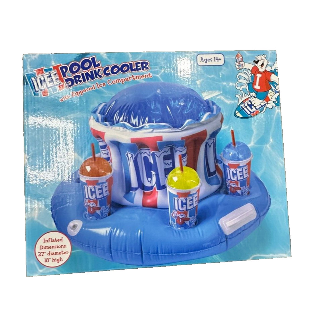 ICEE Pool Drink Cooler 27" Zippered Ice Compartment- Pool Or Tubing- Brand New